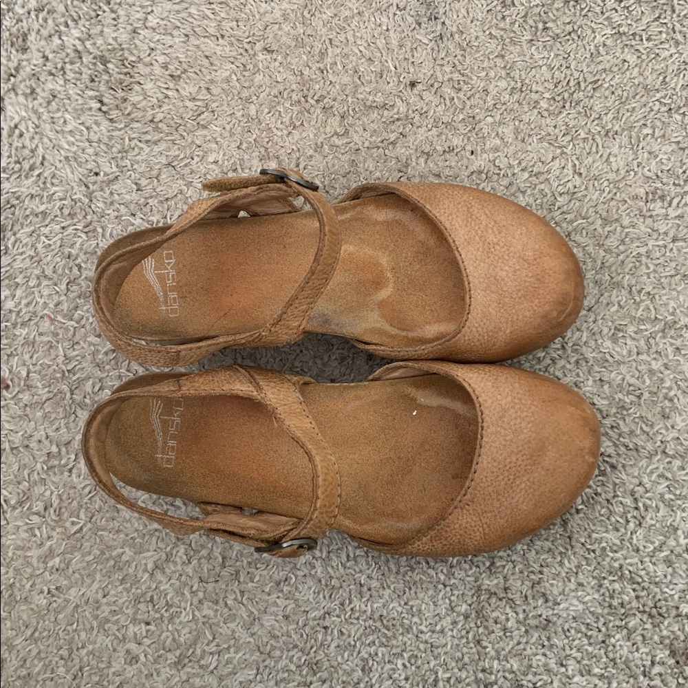 Dansko Tiffani Tan Milled Burnished Mary Jane Sandal sz 37